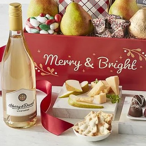 Christmas Gift Basket With Wine, Harry and David