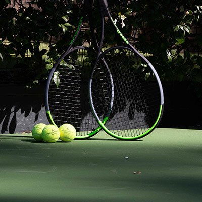 Tennis balls and raquets